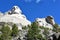 George Washington and Abraham Lincoln at Mount Rushmore National Memorial seen from the Presidents Trail