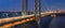 The George Washington Bridge across the Hudson River in evening. Upper Manhattan, New York City