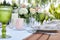 Georgeous wedding table decorated with flowers