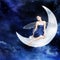 Georgeouse young woman as fairy on the moon