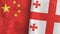 Georgia and China two flags textile cloth 3D rendering