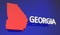 Georgia GA Red State Map Atlanta