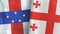 Georgia and Netherlands Antilles two flags textile cloth 3D rendering