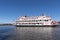 The Georgia Queen riverboat sailing near River Street in Savannah