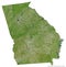 Georgia, state of Mainland United States, on white. Satellite