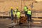 Georgia, Tbilisi - November 8, 2020: The process of building a house. Construction builders. Worker construction process