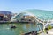 Georgia, Tbilisi-peace bridge over the Kura river. Beautiful glass bridge. This is a pedestrian bridge