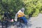 Georgia, Tbilisi - September 02, 2019: Elderly man playing guitar in the street