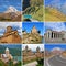 Georgia travel collage. Set of images with natural and cultural