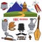 Georgia travel and tourism famous Georgian culture landmarks sightseeing vector icons