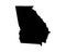 Georgia US Map. GA USA State Map. Black and White Georgian State Border Boundary Line Outline Geography Territory Shape Vector Ill