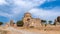 Georgia.View of the ancient Jvari monastery.Blue sky with white clouds.