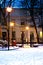 Georgian houses in traditional winter snow scene