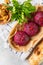 Georgian traditional beet pkhali in wooden bowl