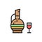 Georgian wine, chacha flat color line icon. Isolated on white background