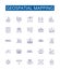 Geospatial mapping line icons signs set. Design collection of Geomapping, Geospatial, GIS, Mapping, Visualization