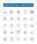 Geospatial mapping line icons signs set. Design collection of Geomapping, Geospatial, GIS, Mapping, Visualization