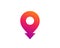 Geotag with arrow or location pin logo icon design