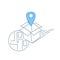 Geotag box city map navigation concept on white background sketch doodle