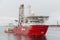 Geotechnical drilling ship Fugro Explorer nearing New Bedford hurricane barrier