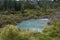 Geothermal Blue Lake With Steam, Whakarewarewa village, New Zealand