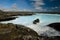 Geothermal lake in lava field, Iceland