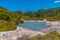 Geothermal landscape of Rotorua at Te Puia center for Maori culture, New Zealand