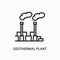 Geothermal plant line flat icon. Vector illustration alternative renewable energy sources