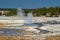 Geothermal pools at Porcelain Basin boardwalk trail inside Norris Geyser Basin
