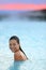 Geothermal spa - woman relaxing in hot spring pool