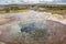 Geothermic pools with hot steam in Strokkur area, Iceland