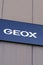 Geox logo and text sign of shoes store of Italian clothing