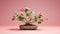 Geranium Bonsai Tree: Zbrush Style On Pink Background