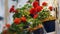 Geranium Flowers on Wall Pottery Cadiz Spain