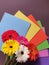 gerbera flowers on the multicolor background