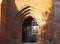 Gerdauen ancient church red brick arch with iron gate