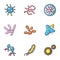 Germ icons set, cartoon style