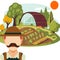 German agroforestry farmer vector design illustration