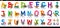 German alphabet with cartoon animals set