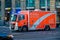 German Ambulance from Feuerwehr Berlin drives on a street to an accident