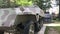 German armored fighting vehicle used in World War II. Half-track armored personnel carrier. Military equipment.