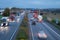 german autobahn A61 at dawn, rush hour, speed limit 120