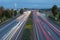 german autobahn A61 at dawn, rush hour, speed limit 120