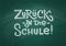 German Back to School text drawing by white chalk on Green Chalkboard. Education vector illustration banner. Translation: Welcome