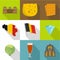 German border icons set, flat style