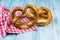 German bretzels on wooden background