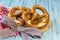 German bretzels on wooden background