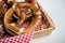 German Brezel pretzel with chives and butter