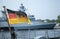 German Bundesdienstflagge blows on warship