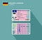 German car driver license identification. Flat vector illustration.